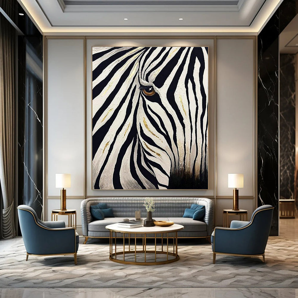 Zebra Eye with Gold Accents Art for Luxury Dressing Room & Art - Centric Living Room DLZ2146
