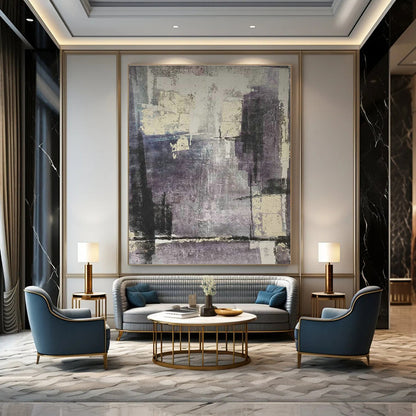 Purple - Gray Abstract Art for Chic Wine Bar Tasting Areas DLZ0188