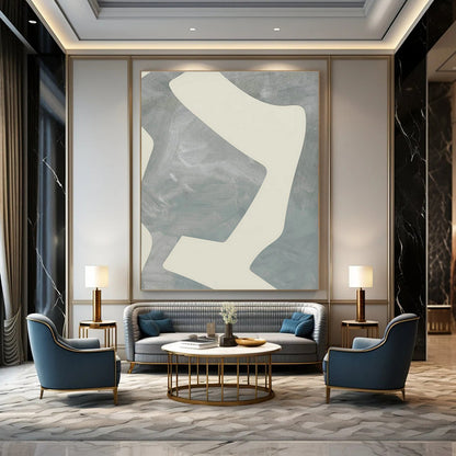 Light Gray Geometric Abstract Art for Minimalist Office & Modern Living Room DLZ0710