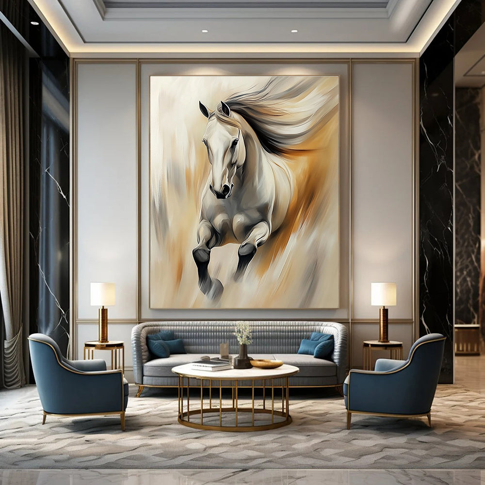 Galloping White Horse for Equestrian - Themed Home & Motivational Office STSC896