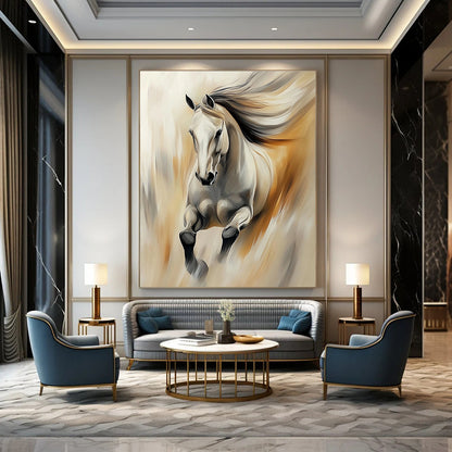 Galloping White Horse for Equestrian - Themed Home & Motivational Office STSC896