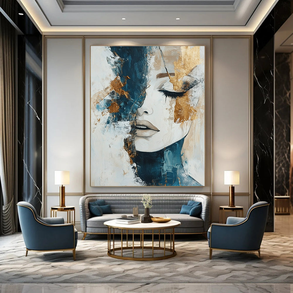 Abstract Woman with Gold Accents for Luxury Bedroom & High - End Fashion Boutique STSC361