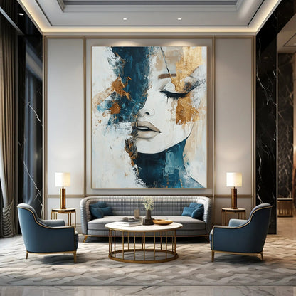 Abstract Woman with Gold Accents for Luxury Bedroom & High - End Fashion Boutique STSC361