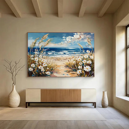 Coastal Path with Daisies Art for Beach House Living Room & Seaside Café SC420