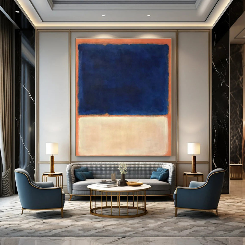 Blue - Orange Minimalist Art for Coastal Café & Contemporary Living Room DLZ2322
