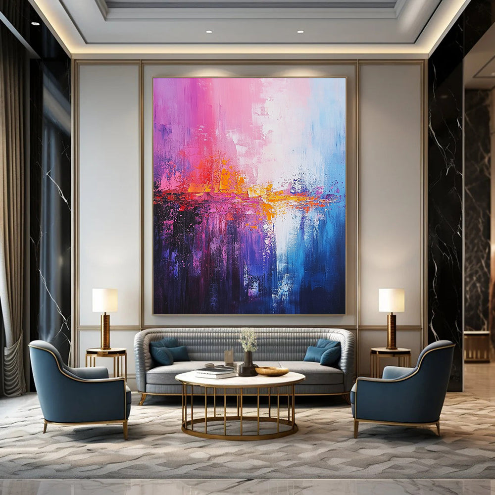 Vibrant Pink and Blue Abstract for Bohemian Living Room & Creative Studio STSC344