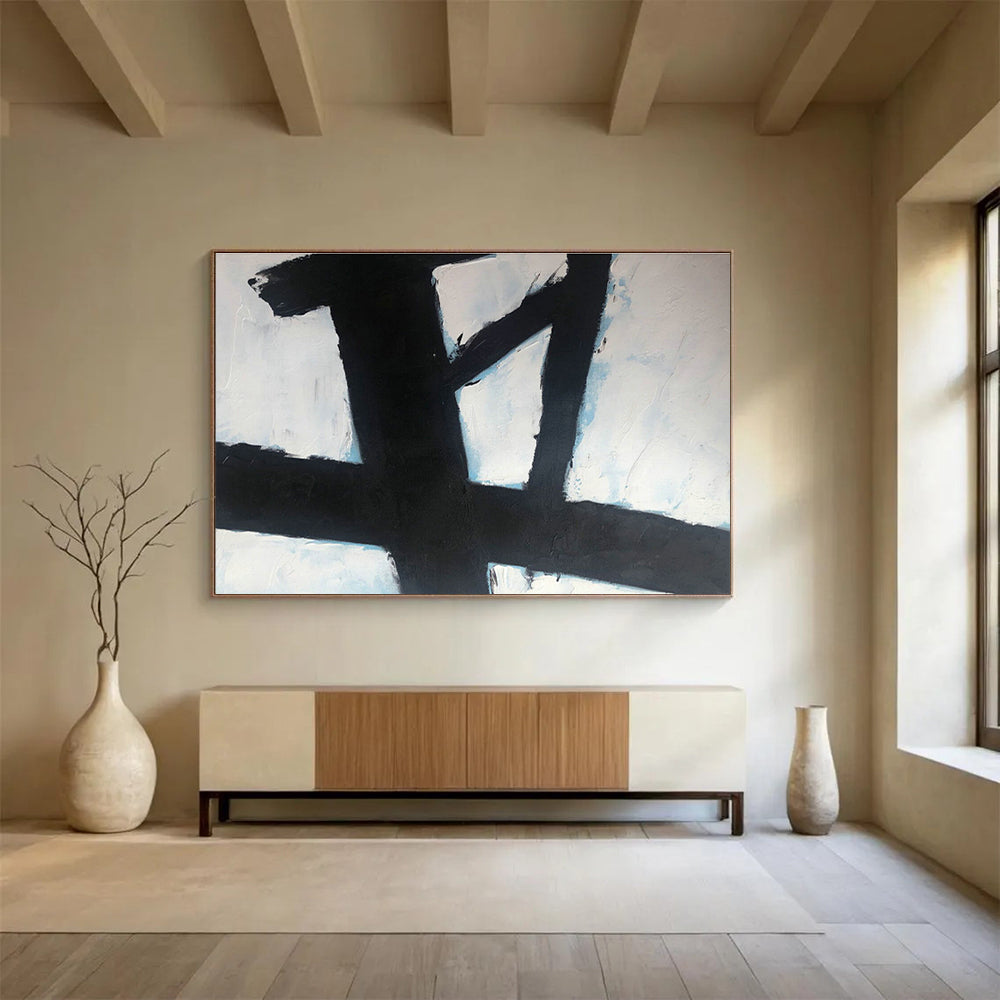 Black - White Cross Abstract Art for Contemporary Monastery Studies DLZ2565