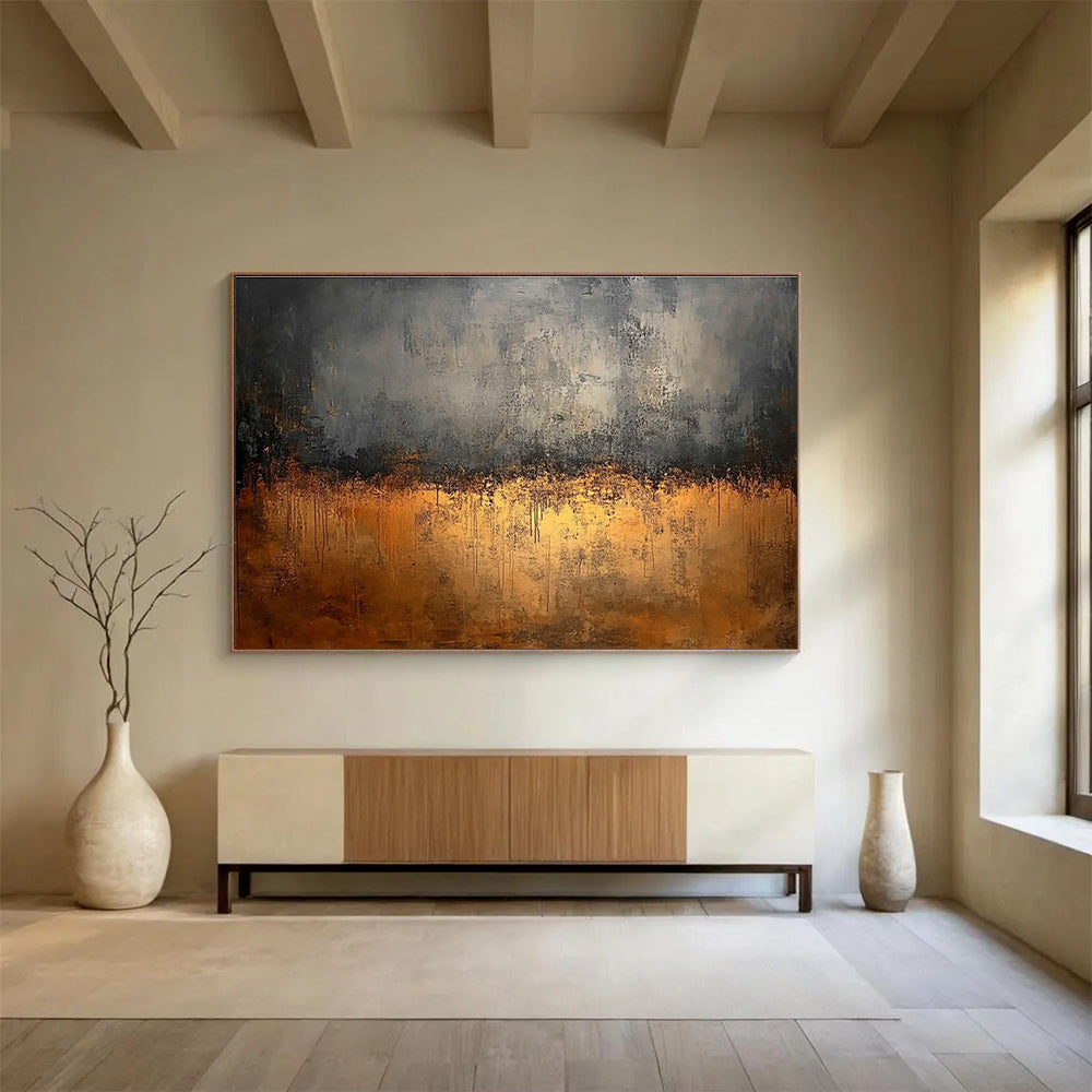 Gray & Gold Drip Art for Industrial - Chic Home & Modern Art Gallery SC146
