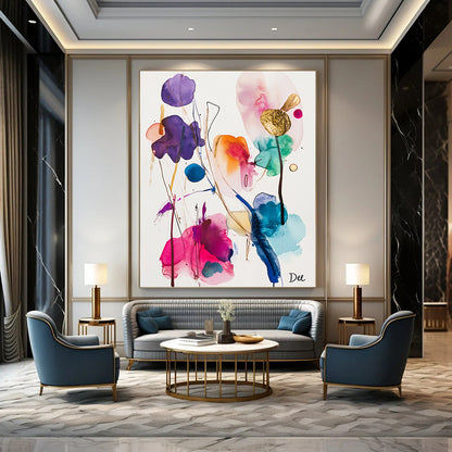Colorful Floral Watercolor Abstract for Bohemian - Style Bedroom & Creative Studio STSC839