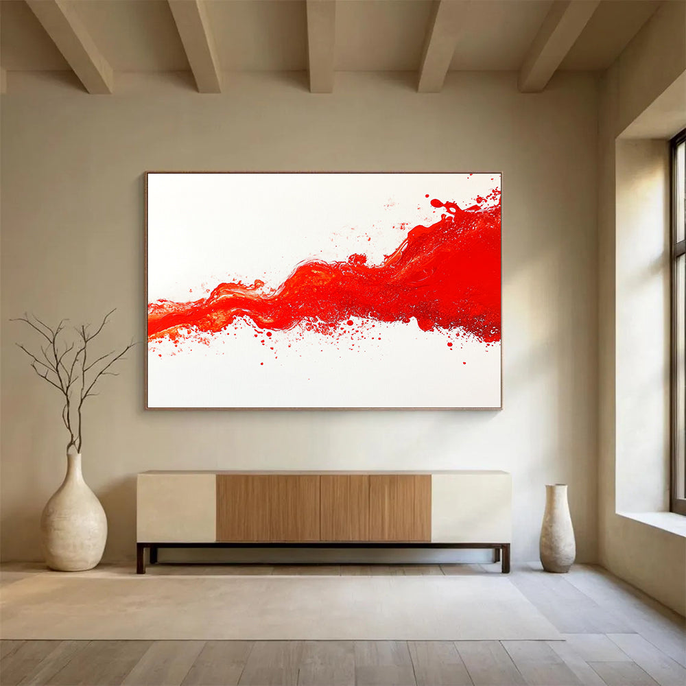 Red Splash Abstract Art for Trendy Nightclub & Bold Art Gallery SC039