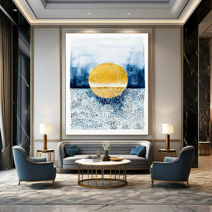 Gold - Blue Sunset Art for Coastal Home Bedroom Walls DLZ0101