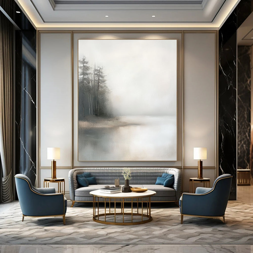 Foggy Forest Lake Art for Yoga Studio & Bedroom STSC089