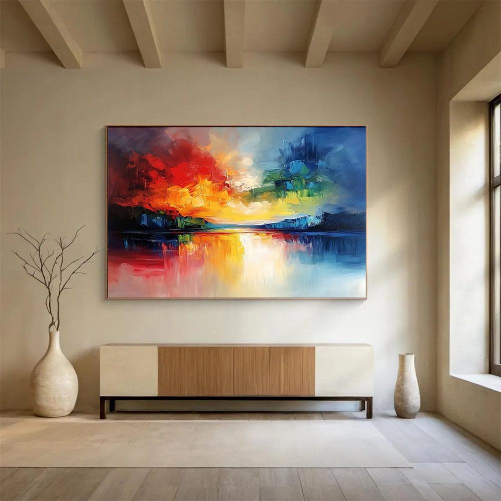 Colorful Lake Reflection Art for Art - Lovers’ Café & Bold Home Office SC077