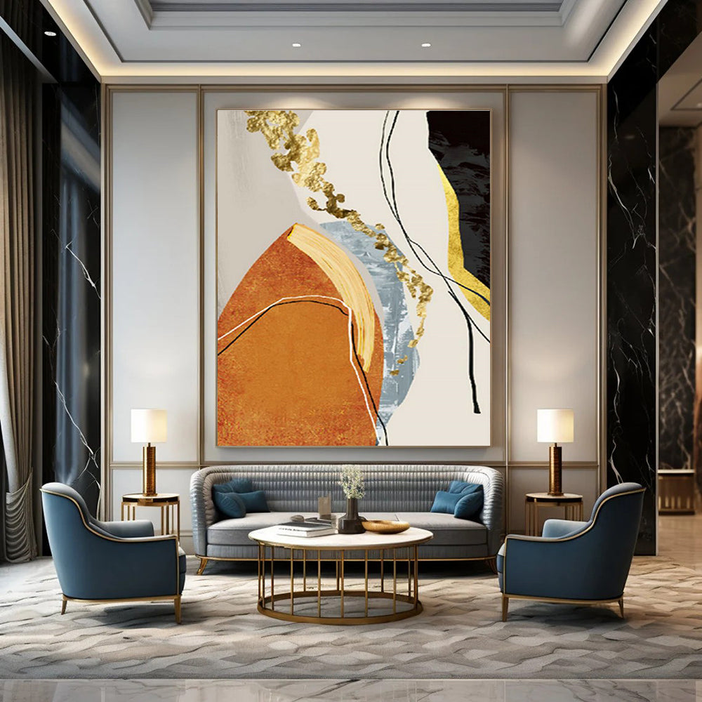Gold and Colorful Abstract Art for Creative Studio & Glamorous Event Space DLZ2215