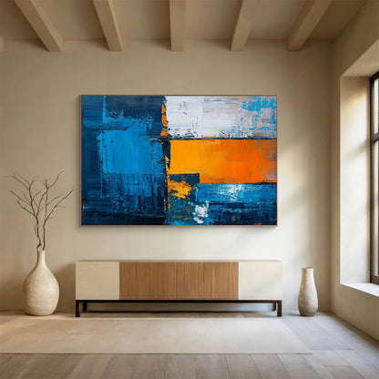 Blue - Orange Geometric Abstract Art for Industrial Loft Living Rooms DLZ2657