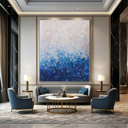 Gradient Blue Abstract Art for Coastal Bedroom & Meditation Space DLZ1357