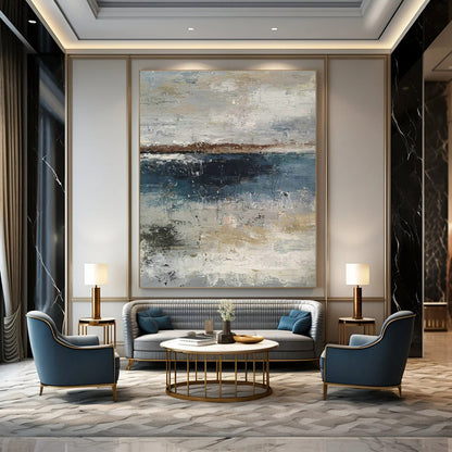 Gray - Blue Seaside Abstract Art for Nautical - Themed Home & Coastal Restaurant DLZ0768
