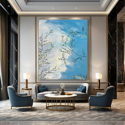Sky and Branches Painting for Sunroom & Rooftop Bar DLZ0604
