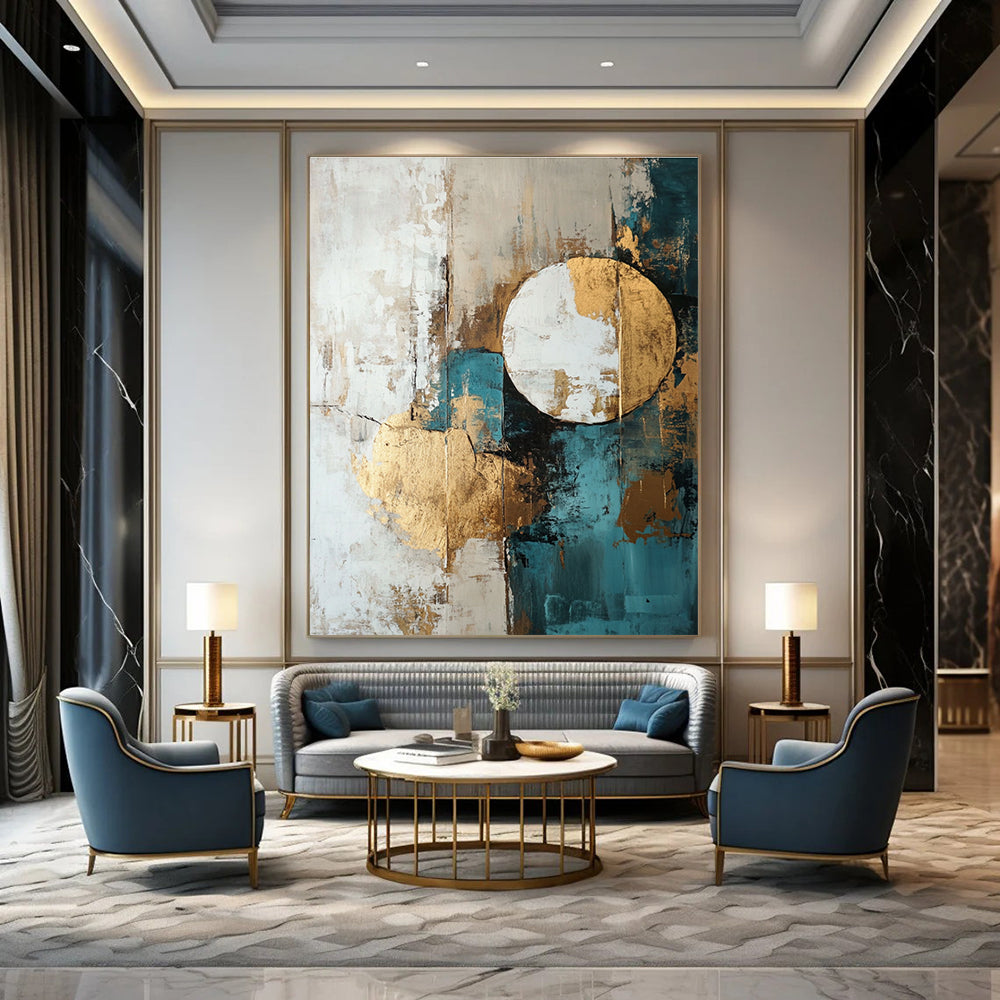Gold and Teal Abstract for Luxury Hotel Lobby & Contemporary Office STSC193
