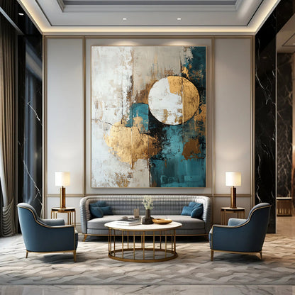Gold and Teal Abstract for Luxury Hotel Lobby & Contemporary Office STSC193
