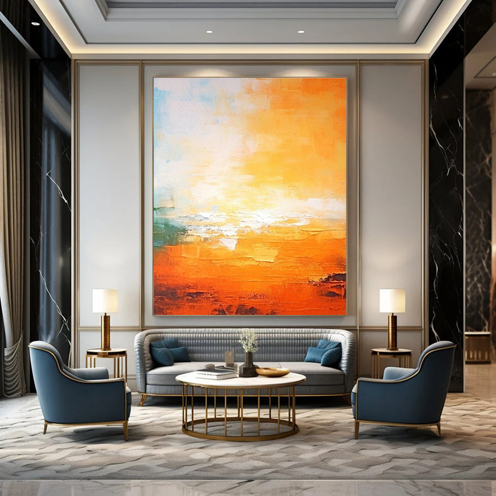 Orange - Yellow Gradient Abstract Art for Modern Sunroom & Vibrant Café DLZ0741