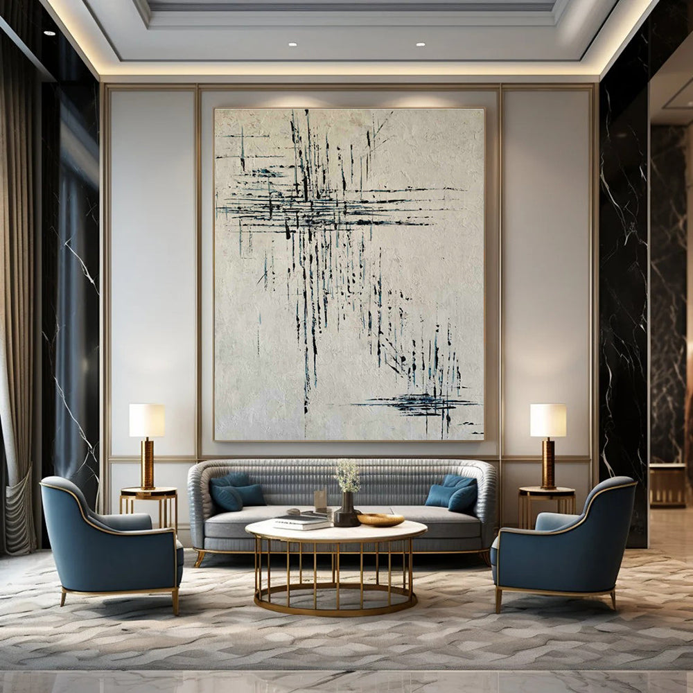 Line Texture Abstract Art for Minimalist Study & Contemporary Art Gallery DLZ0766