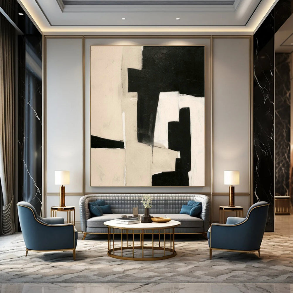 Black - White Geometric Abstract Art for Modern Art Institute & Architectural Firm DLZ1935