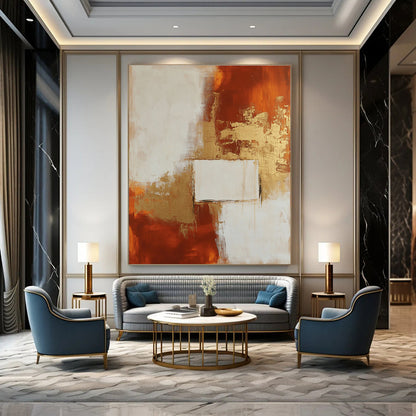 Gold and Rust Abstract for Luxury Hotel Lobby & Art - Themed Dining Room STSC244