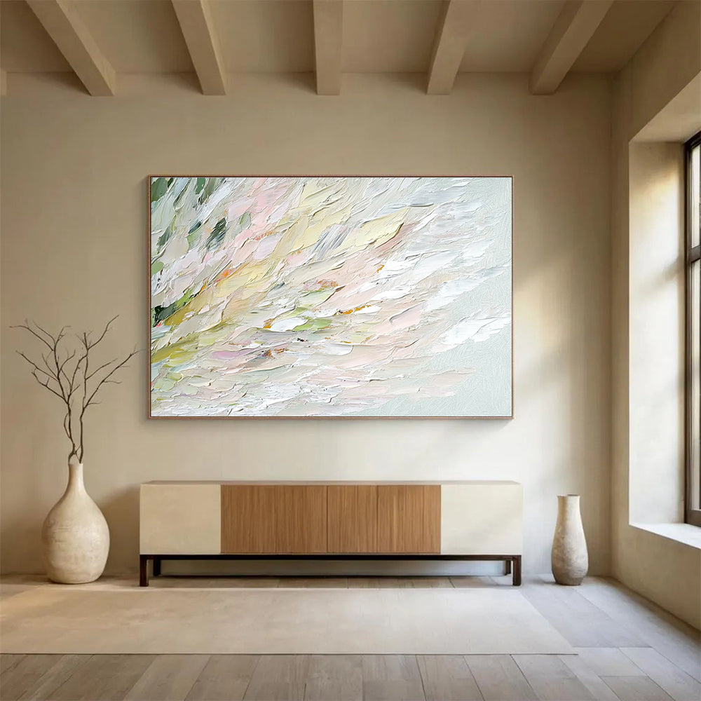 Soft Colorful Feathery Strokes Art for Elegant Bedroom & Art Gallery SC450