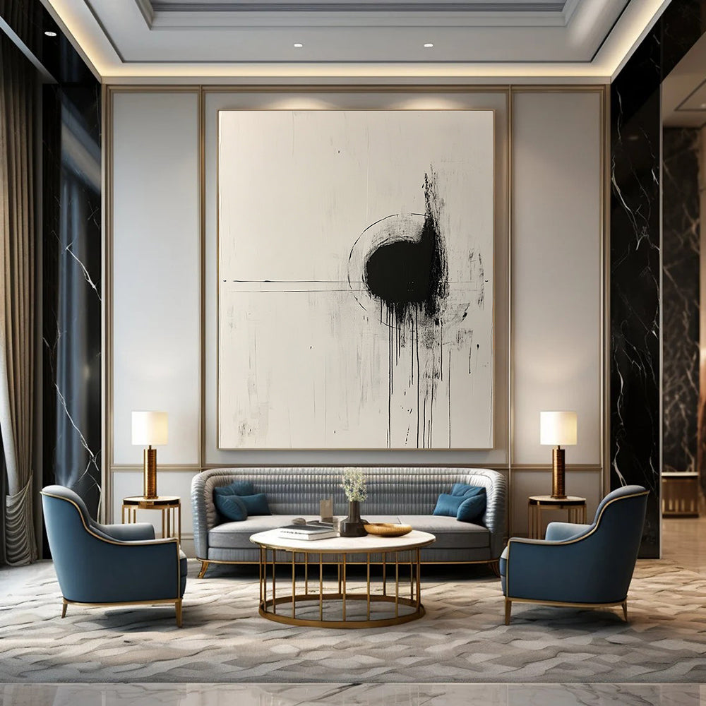 Black and White Drip Abstract for Modern Art Gallery & Edgy Urban Loft STSC568
