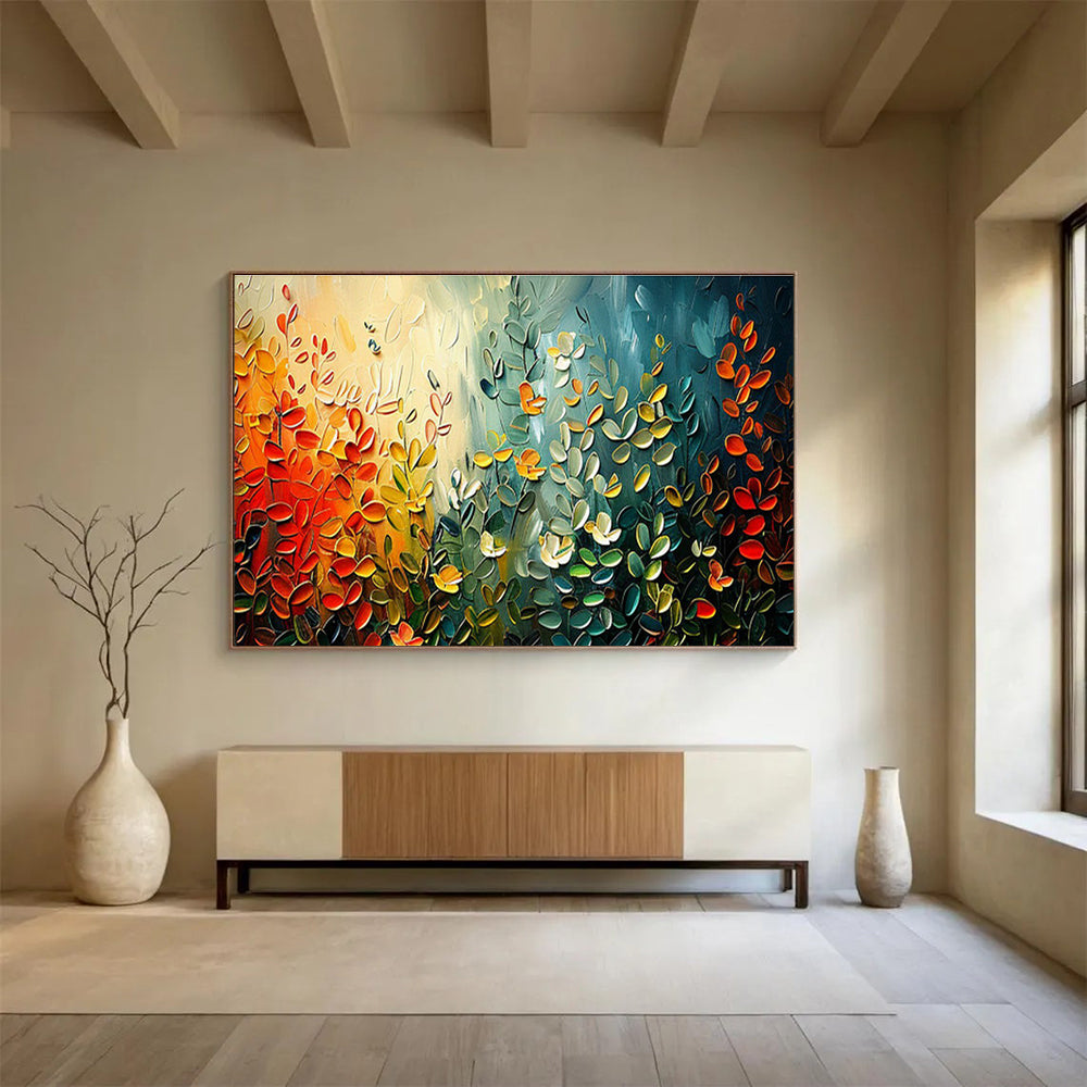 Textured Colorful Plants Oil Painting for Nature - Lover’s Living Rooms DLZ3095