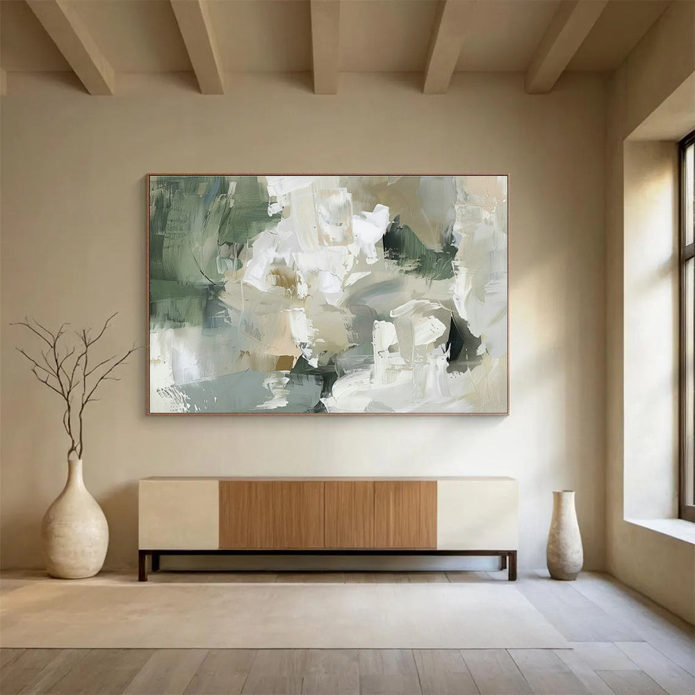 Green - Gray - White Abstract Art for Nature - Inspired Studies DLZ2429