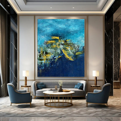 Blue - Yellow Abstract Art for Nautical - Themed Restaurant Walls DLZ0062