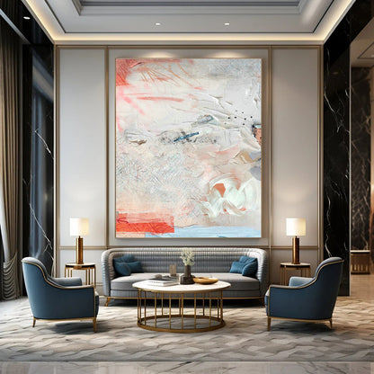 Pink - White Abstract Art for Minimalist Home Entryways DLZ0157