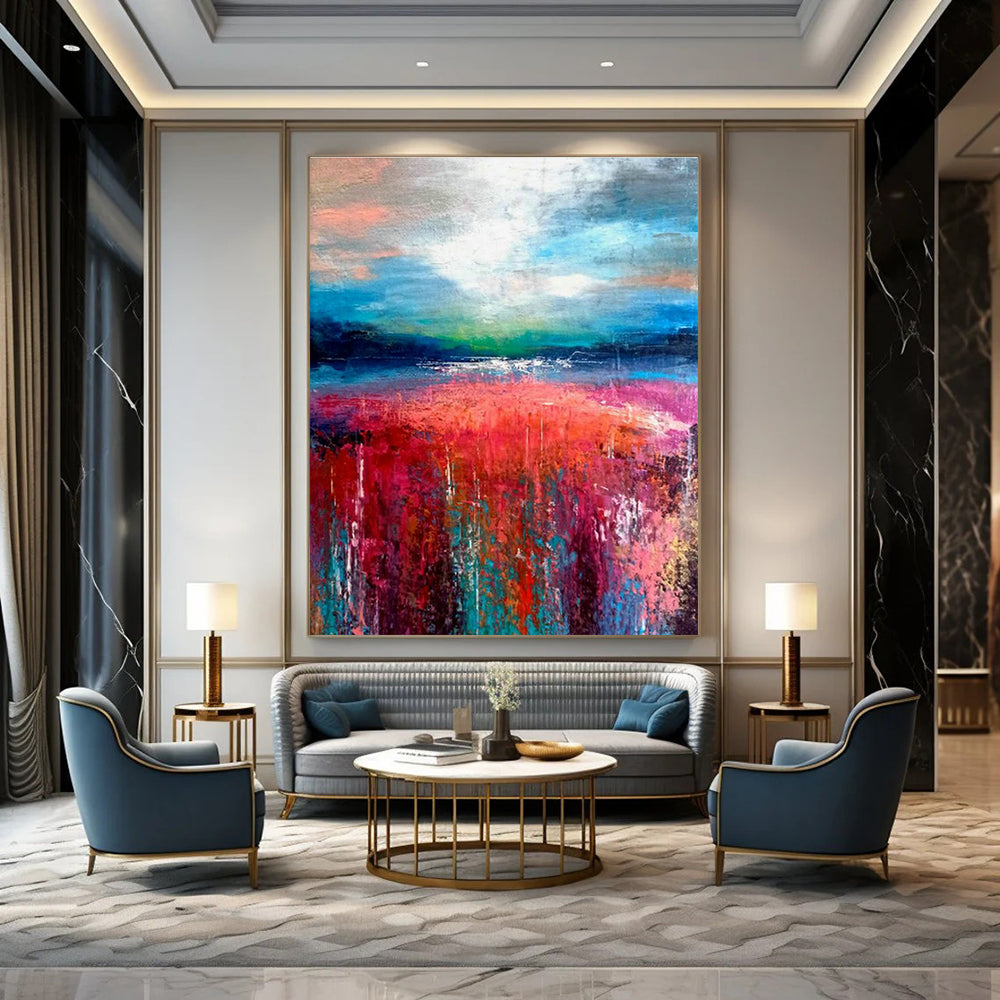 Colorful Landscape Oil Painting for Countryside Villa Living Rooms DLZ0011
