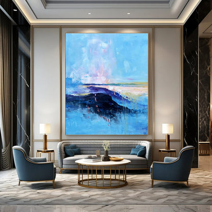 Blue Landscape Abstract Art for Living Room & Bedroom DLZ0505