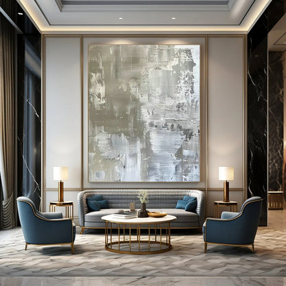 Silver - Gray Abstract Art for Minimalist Home & Modern Art Gallery DLZ1738