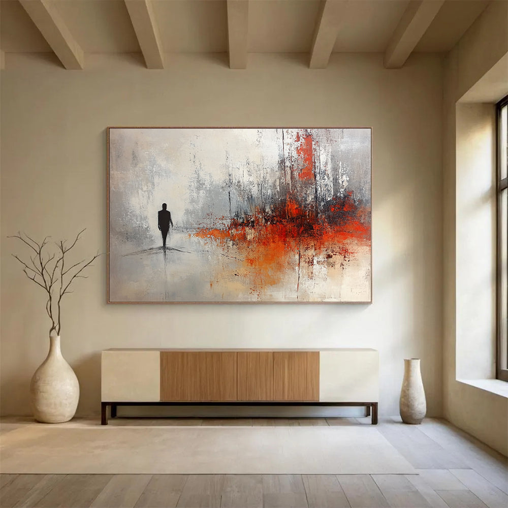 Silhouette in Abstract Landscape Art for Philosophical Library & Contemplative Space SC258