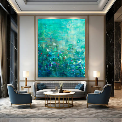 Green - Blue Floral Art for Spa Wellness Center Relaxation Zones DLZ0158