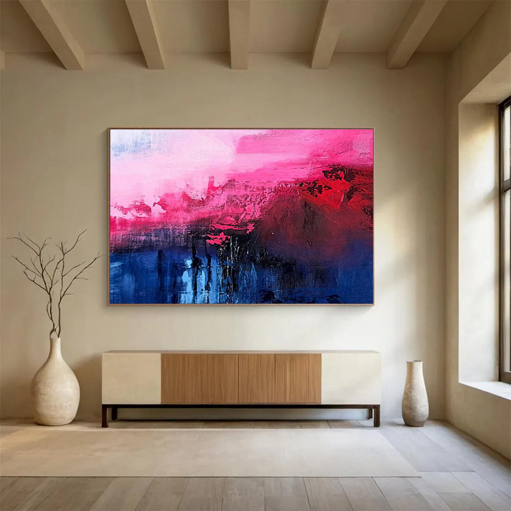 Pink - Blue - Red Abstract Art for Art Deco - Inspired Living Rooms DLZ2652