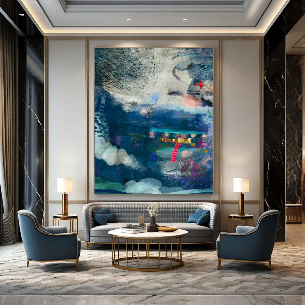 Blue - Toned Collage Art for Coastal Home Study Spaces DLZ0155
