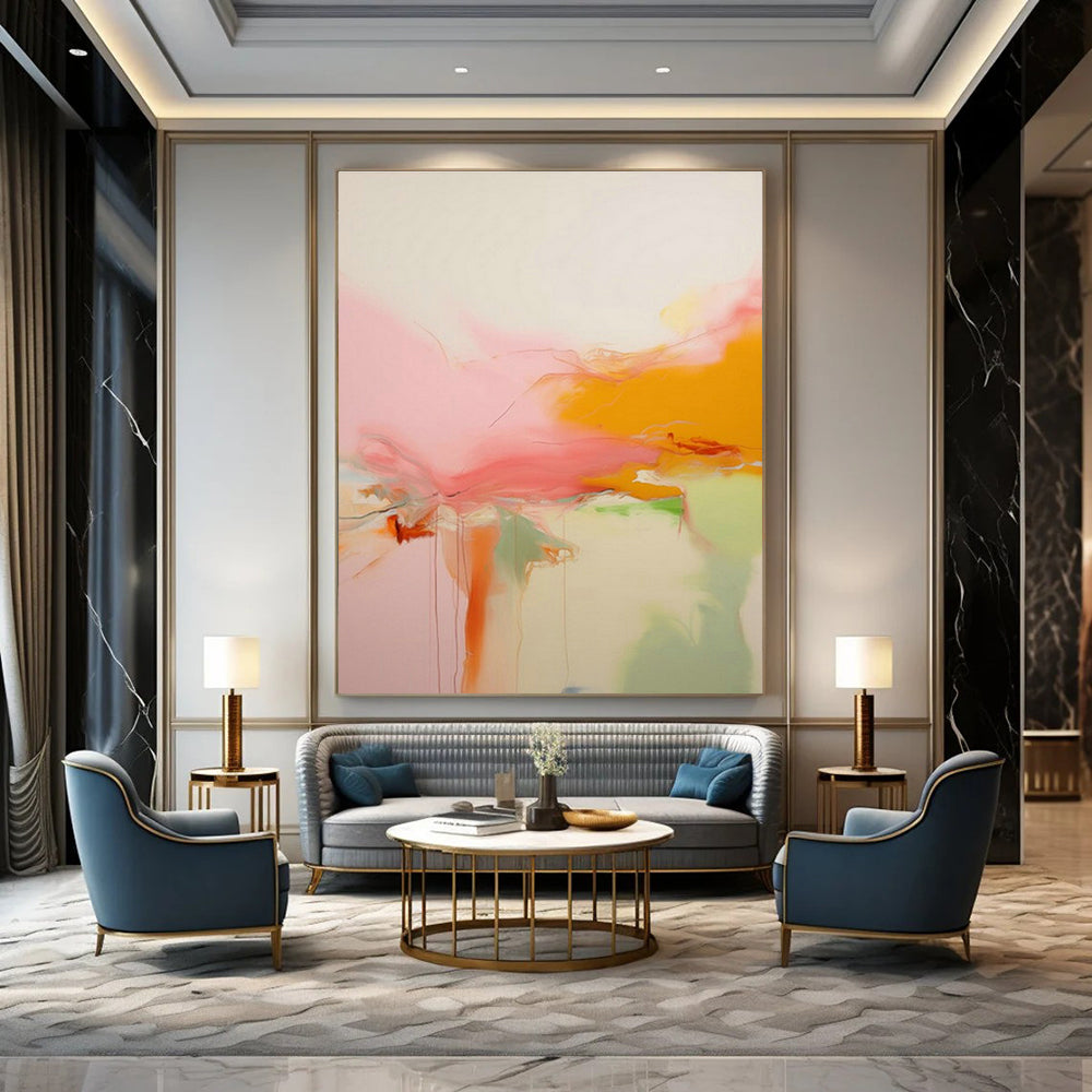 Flowing Pink - Orange Abstract Art for Wedding Venue & Art - Inspired Home DLZ2085