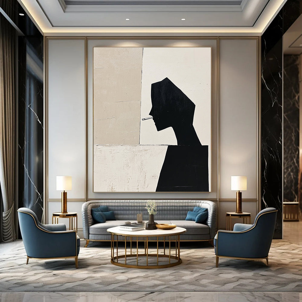 Silhouette with Cigarette Modern Abstract Portrait for Urban Art Café & Thought - Provoking Home Office STSC1486