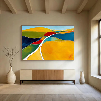 Colorful Rolling Hills Art for Family - Friendly Restaurant & Cheerful Playroom SC069
