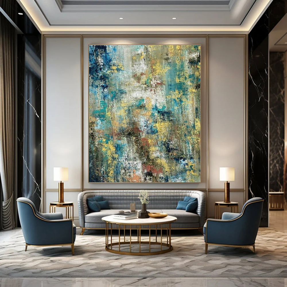 Colorful Pointillism - Style Abstract Art for Art Gallery Café Spaces DLZ0034