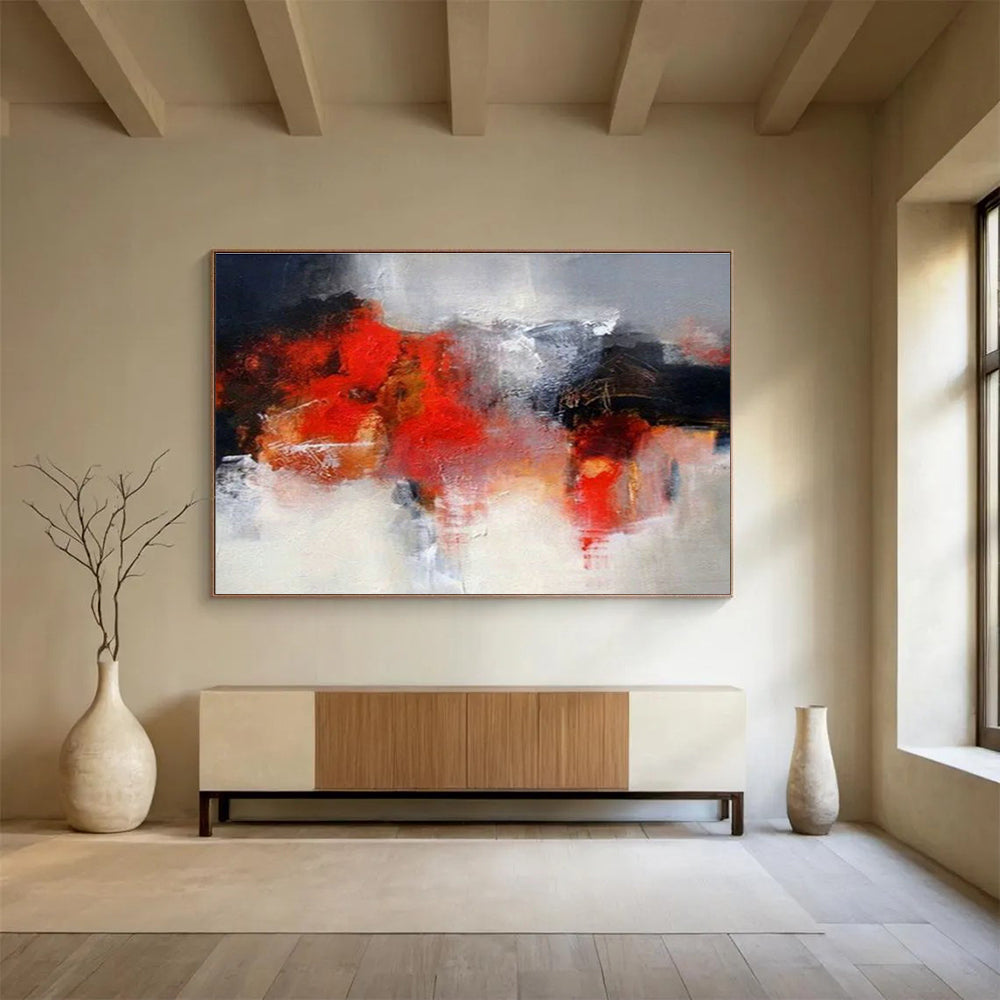 Red - Grey Blend Abstract Art for Sophisticated Office DLZ2814