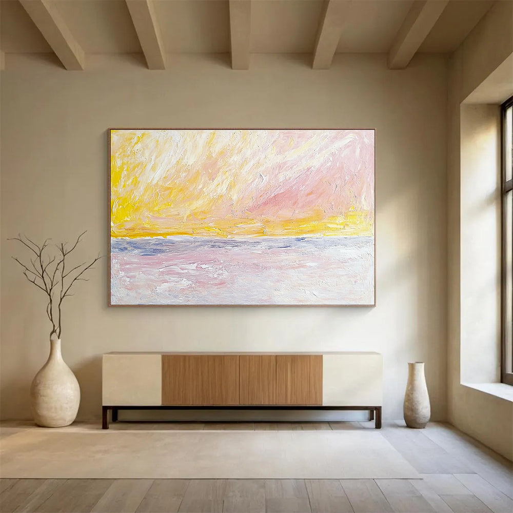 Pastel Sunset Over Sea Art for Romantic Rooftop Bar & Girls’ Spa SC365
