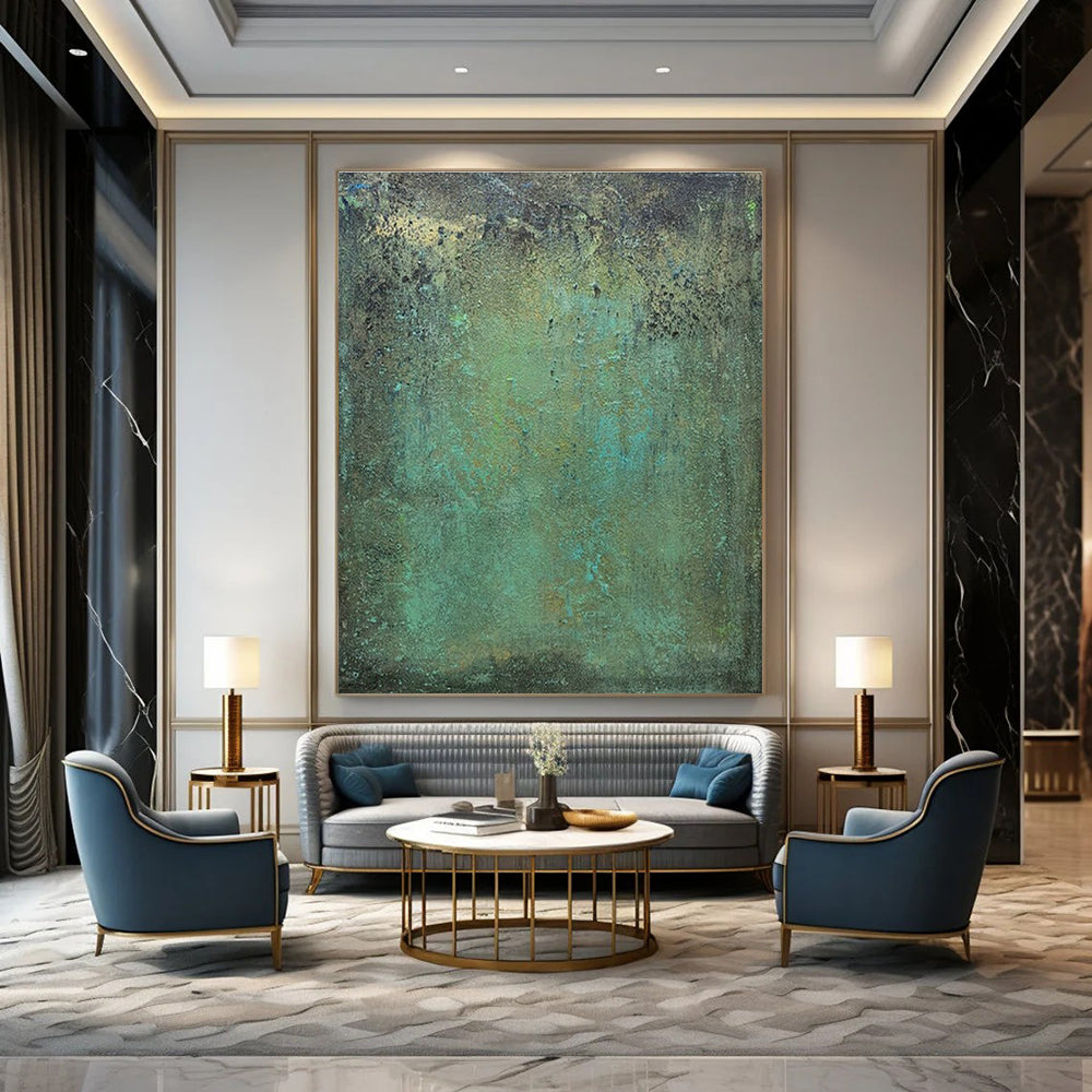 Teal - Green Textured Art for Coastal Home Office & Artistic Living Room DLZ1475