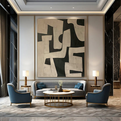 Black - White Geometric Art for Contemporary Home Stairwells DLZ0182