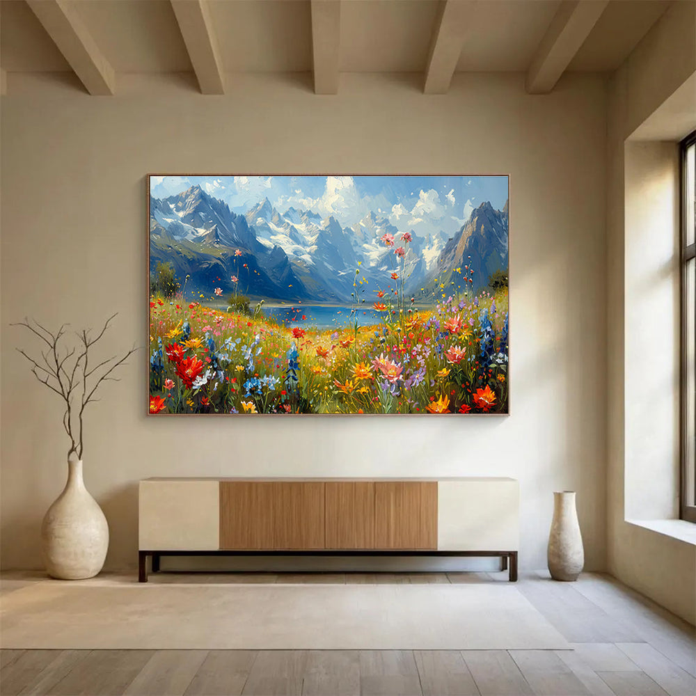Flower - Filled Landscape Oil Painting for Garden - Inspired Living Spaces DLZ2640